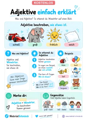 Adjektive einfach erklärt – Merkblatt für die Grundschule – Deckblatt