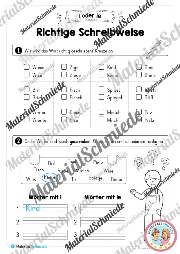 Lernheft: i oder ie (2. & 3. Klasse) - Arbeitsblatt 08