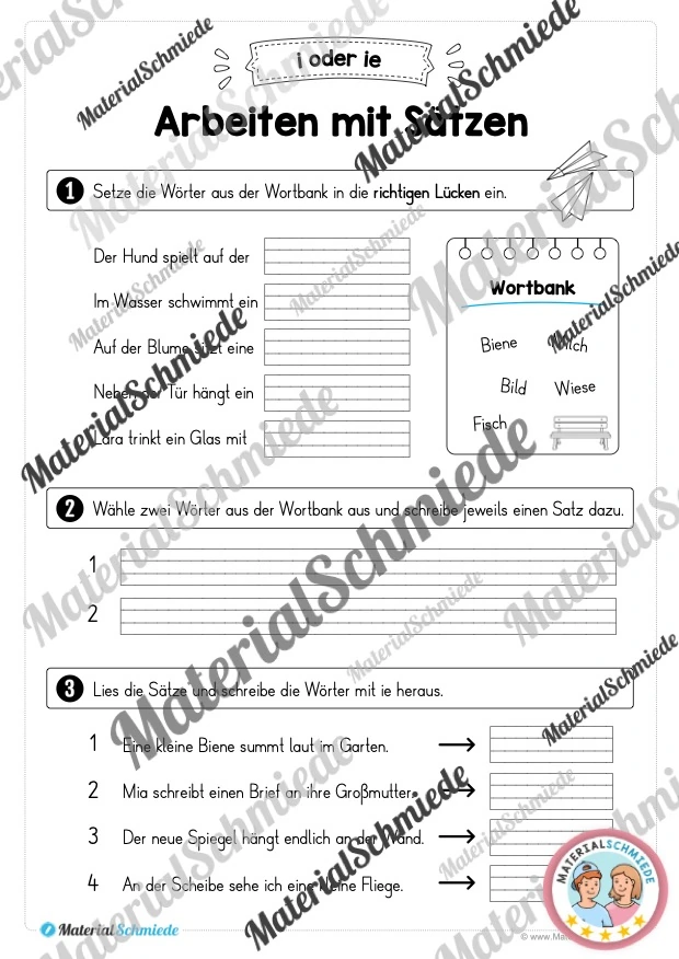 Lernheft: i oder ie (2. & 3. Klasse) - Arbeitsblatt 09