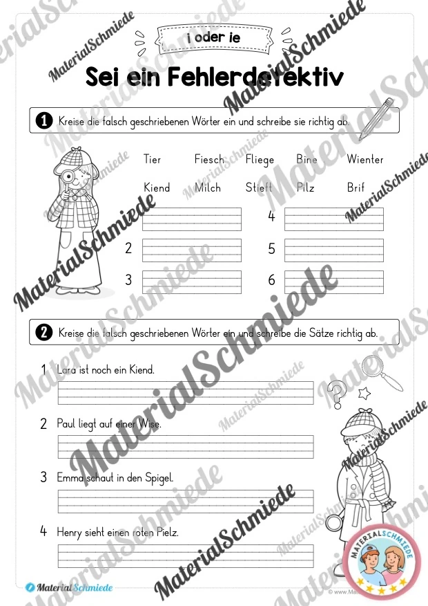 Lernheft: i oder ie (2. & 3. Klasse) - Arbeitsblatt 10