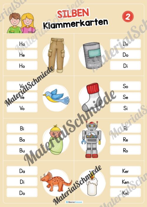 Silben Klammerkarten (1. & 2. Klasse) - Arbeitsblatt 02