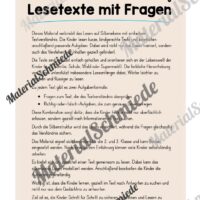 Silbenschrift: Lesetexte mit Fragen (2. & 3. Klasse) - Arbeitsblatt 01