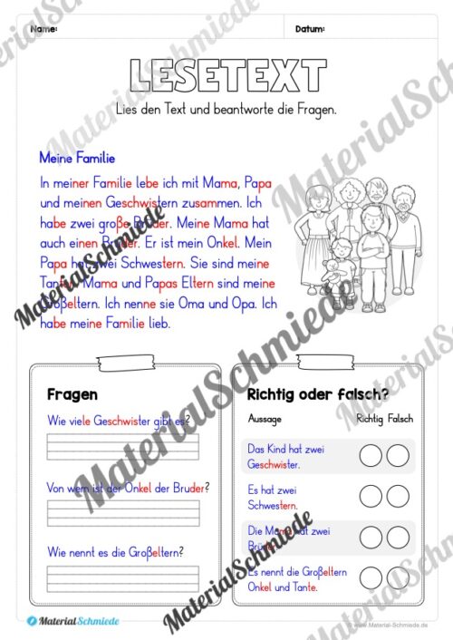 Silbenschrift: Lesetexte mit Fragen (2. & 3. Klasse) - Arbeitsblatt 04