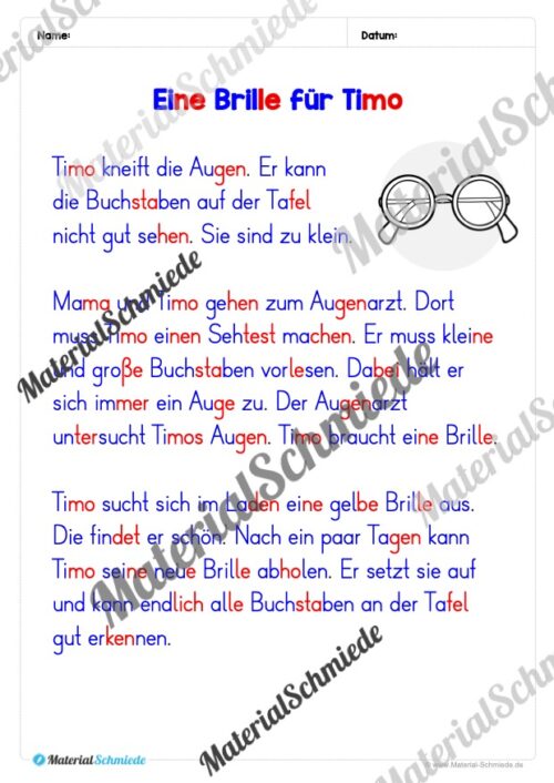 Lesetexte in Silbenschrift (1. & 2. Klasse) - Arbeitsblatt 02