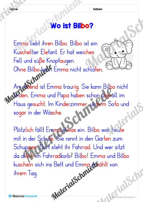 Lesetexte in Silbenschrift (1. & 2. Klasse) - Arbeitsblatt 04