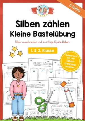 Bastelübung: Silben zählen lernen für die 1. & 2. Klasse (5 Seiten)