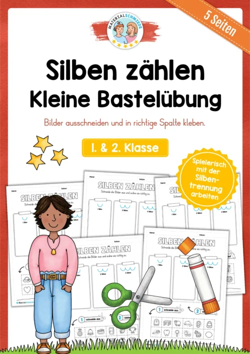 Bastelübung: Silben zählen lernen für die 1. & 2. Klasse (5 Seiten)