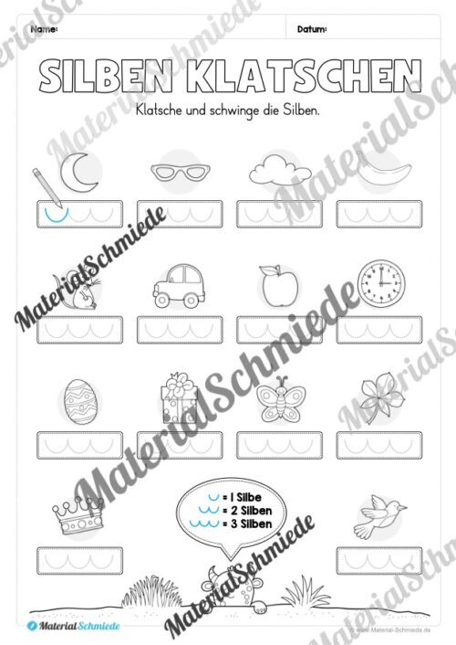 Silben klatschen: Arbeitsheft (1. & 2. Klasse) - Arbeitsblatt 01