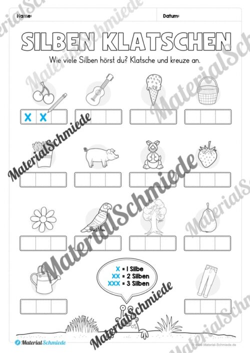 Silben klatschen: Arbeitsheft (1. & 2. Klasse) - Arbeitsblatt 02