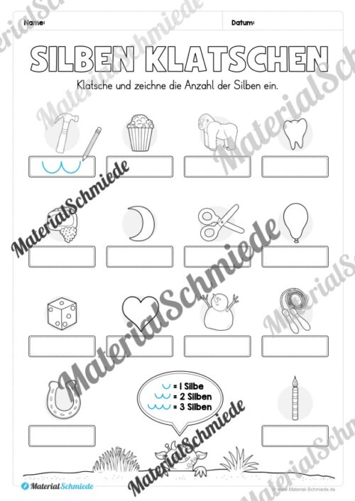 Silben klatschen: Arbeitsheft (1. & 2. Klasse) - Arbeitsblatt 03