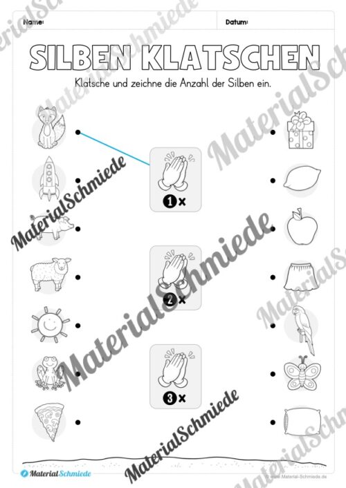 Silben klatschen: Arbeitsheft (1. & 2. Klasse) - Arbeitsblatt 04