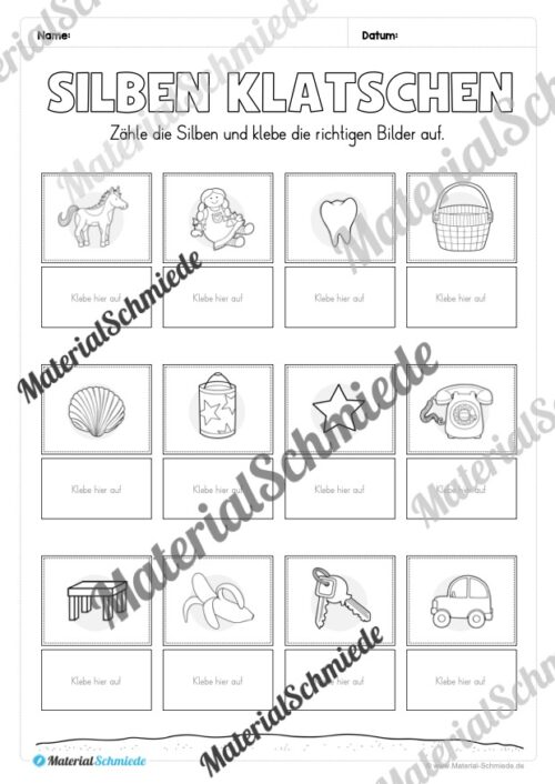 Silben klatschen: Arbeitsheft (1. & 2. Klasse) - Arbeitsblatt 05
