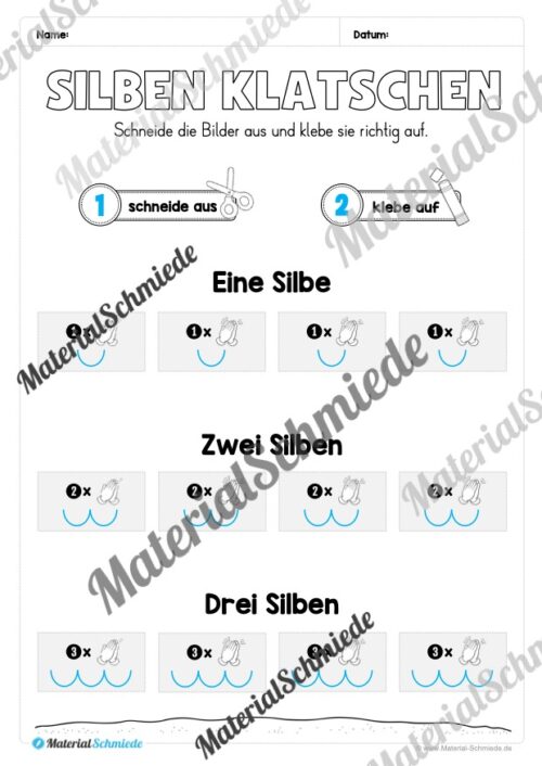 Silben klatschen: Arbeitsheft (1. & 2. Klasse) - Arbeitsblatt 06