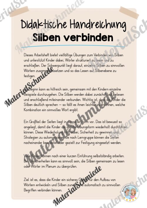Arbeitsheft: Silben verbinden - 2. & 3. Klasse (13 Seiten) - Arbeitsblatt 01