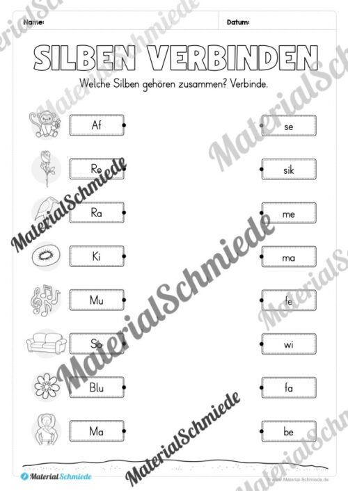 Arbeitsheft: Silben verbinden - 2. & 3. Klasse (13 Seiten) - Arbeitsblatt 02