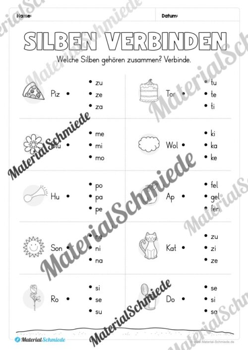 Arbeitsheft: Silben verbinden - 2. & 3. Klasse (13 Seiten) - Arbeitsblatt 06