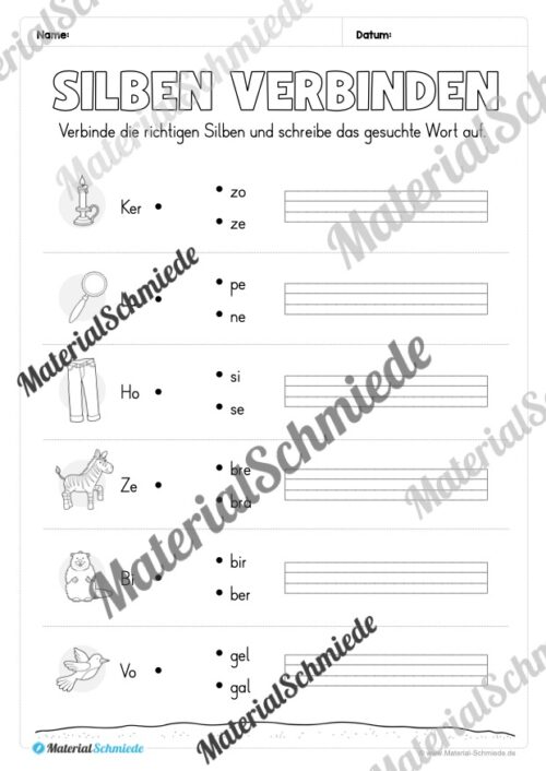 Arbeitsheft: Silben verbinden - 2. & 3. Klasse (13 Seiten) - Arbeitsblatt 07