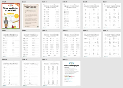Arbeitsheft: Silben verbinden - 2. & 3. Klasse (13 Seiten) - Überblick
