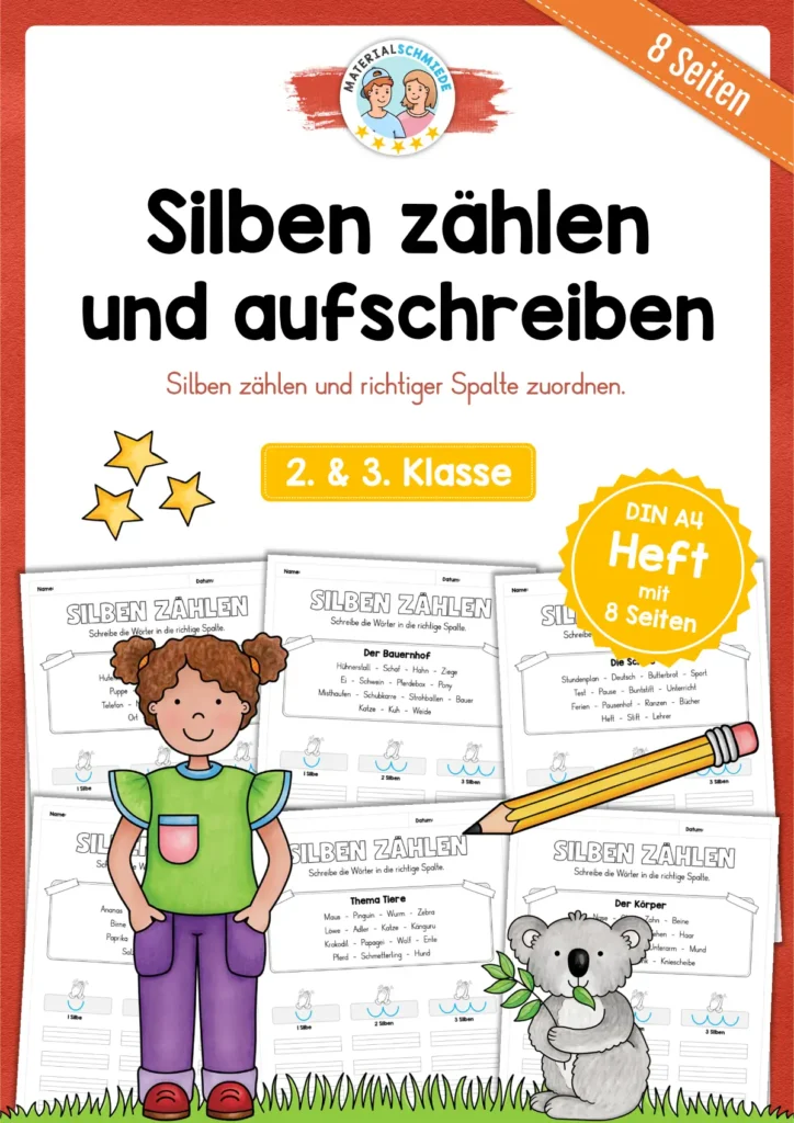 Arbeitsheft: Silben zählen lernen für die 2. & 3. Klasse (8 Seiten)