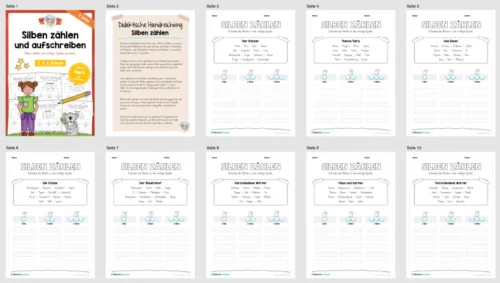 Arbeitsheft: Silben zählen lernen für die 2. & 3. Klasse (8 Seiten) - Überblick