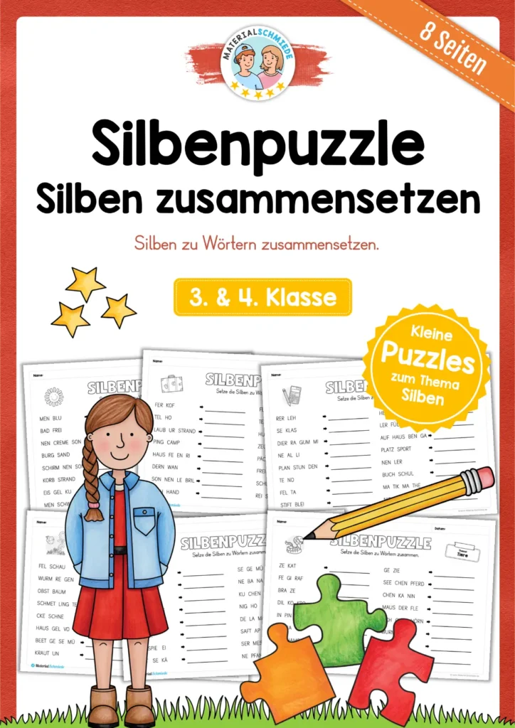 Silbenpuzzles für die 3. & 4. Klasse (8 Seiten)