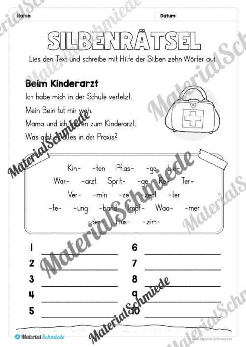 8 Silbenrätsel für die 3. & 4. Klasse - Arbeitsblatt 03