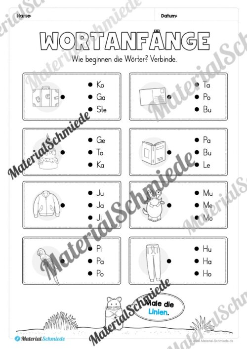 Fit in Deutsch: Wiederholungsaufgaben für die 1. Klasse (30 Arbeitsblätter) - Vorschau 05