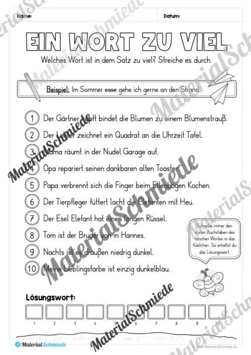 Fit in Deutsch: Wiederholungsaufgaben für die 2. Klasse (30 Arbeitsblätter) - Vorschau 13