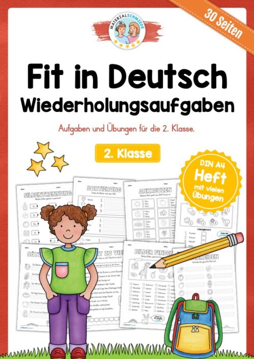 Fit in Deutsch: Wiederholungsaufgaben für die 2. Klasse (30 Arbeitsblätter)