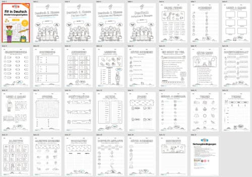 Fit in Deutsch: Wiederholungsaufgaben für die 2. Klasse (30 Arbeitsblätter) - Überblick