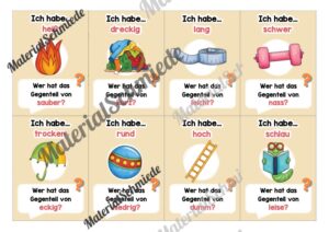 Lesespiel Adjektive: Gegenteile finden (40 Karten) – Arbeitsblatt 03