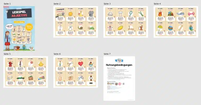 Lesespiel Adjektive: Gegenteile finden (40 Karten) – Überblick
