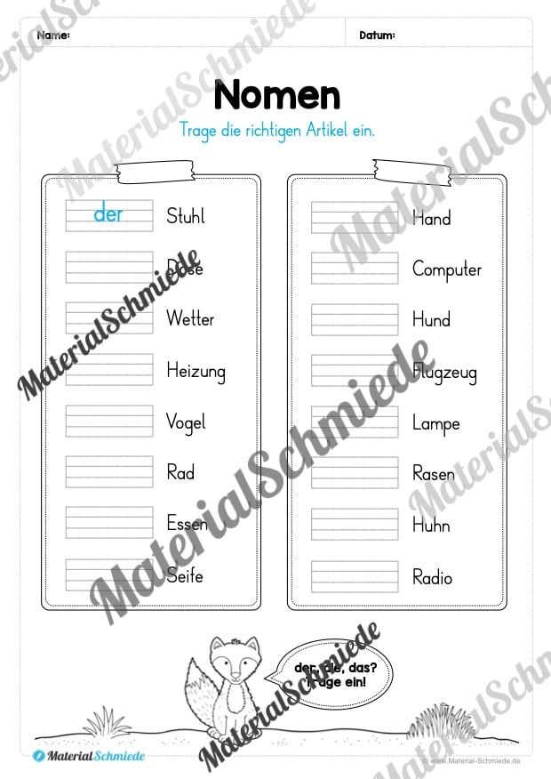 Materialpaket Wortarten (Vorschau 06)