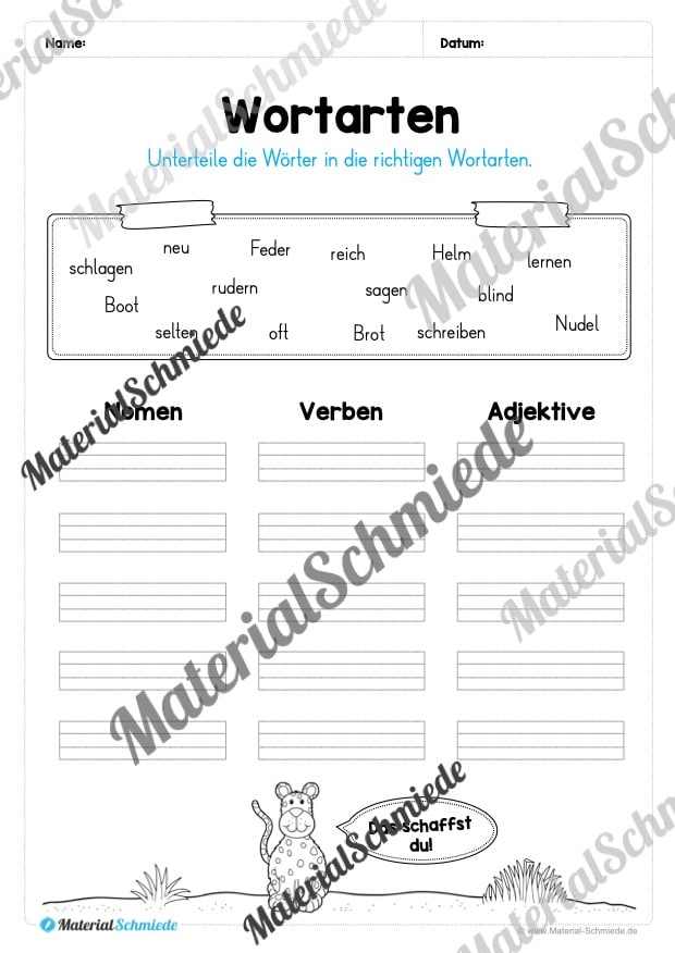 Materialpaket Wortarten (Vorschau 19)