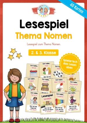Lesespiel Nomen (40 Karten) für die 2. & 3. Klasse
