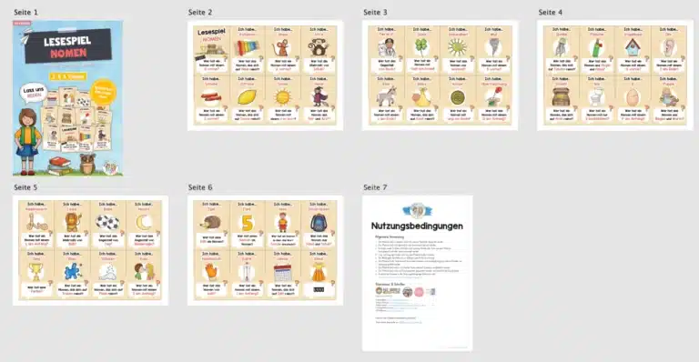 Lesespiel Nomen (40 Karten) – Überblick