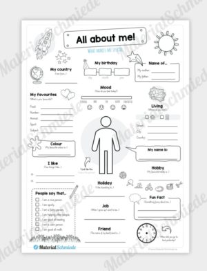 Steckbrief All About Me Fur Madchen Englisch