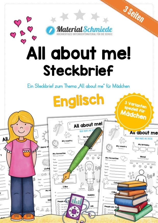 Steckbrief: All about me! – Für Mädchen