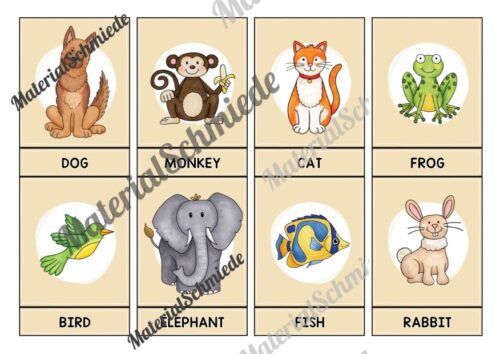 Tiere / Animals: 32 Bildkarten auf Englisch (Vorschau 01)