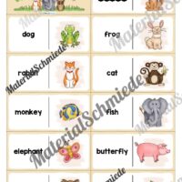Tiere / Animals: Domino auf Englisch (Arbeitsblatt 01)