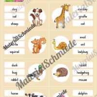 Tiere / Animals: Klammerkarten auf Englisch (Arbeitsblatt 04)