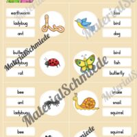 Tiere / Animals: Klammerkarten auf Englisch (Arbeitsblatt 07)