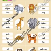 Tiere / Animals: Klammerkarten auf Englisch (Arbeitsblatt 08)