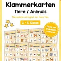 Tiere / Animals: Klammerkarten auf Englisch (10 Seiten)