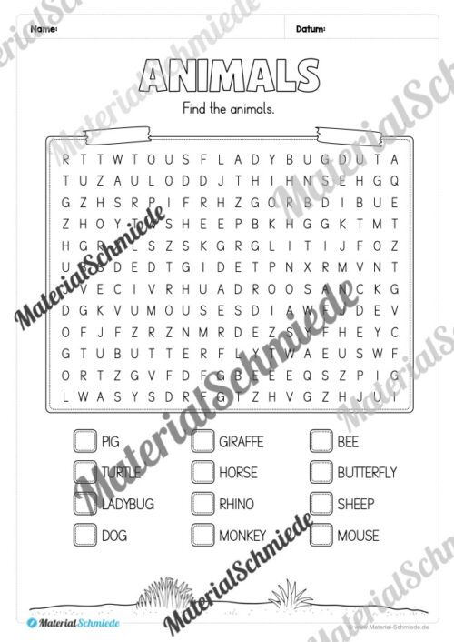 Thema Tiere / Animals im Englischunterricht (Vorschau 10)