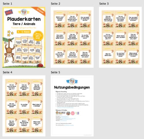 Tiere / Animals: Plauderkarten auf Englisch (Überblick)