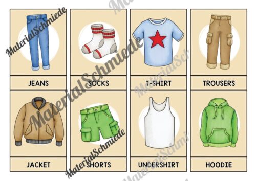 Kleidung / Clothes: 32 Bildkarten auf Englisch (Vorschau 01)