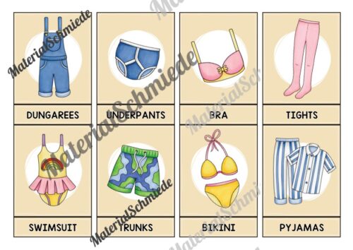 Kleidung / Clothes: 32 Bildkarten auf Englisch (Vorschau 03)