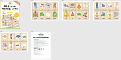 Kleidung / Clothes: 32 Bildkarten auf Englisch (Überblick)