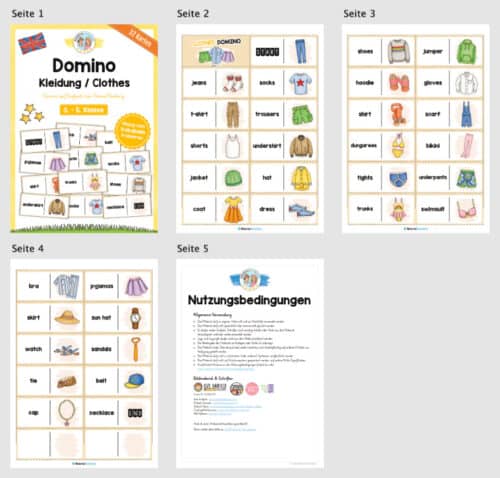 Kleidung / Clothes: Domino auf Englisch (Überblick)